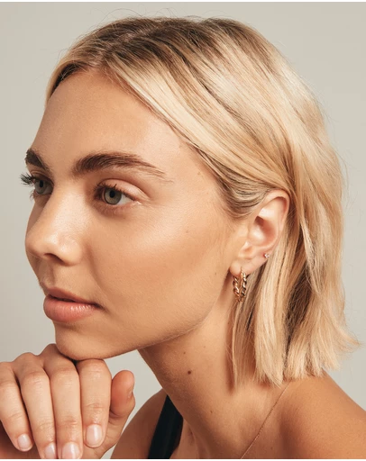 Michael Hill - Three Stone Diamond Stud Helix Earring in 10kt Yellow Gold