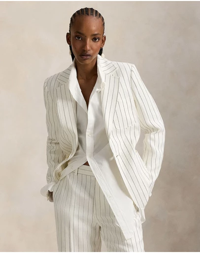 Polo Ralph Lauren - Single-Breasted Striped Hemp Blazer