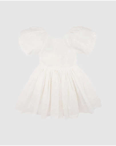 Bebe by Minihaha - Puff Sleeve 3D Floral Embroidery Dress - Kids