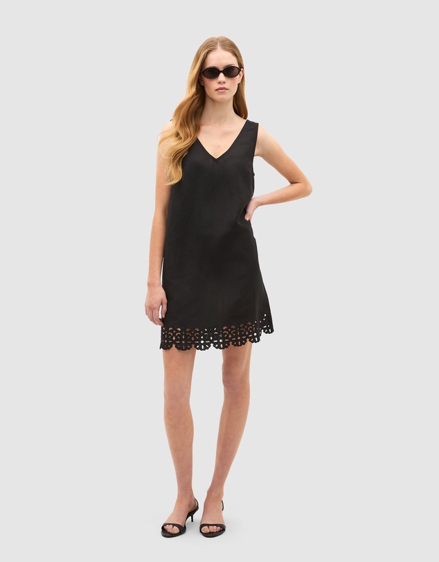 Seed Heritage - Linen Blend Cutwork Mini Dress
