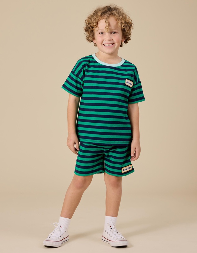 Goldie + Ace - Reverse Stripe Noah Shorts- ICONIC EXCLUSIVE- Babies-Kids