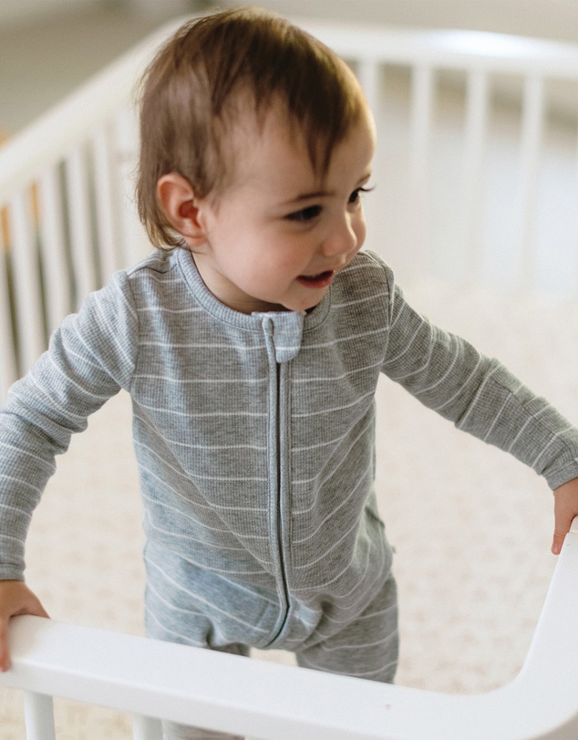 Kynd Baby - Organic Cotton Waffle in Grey Stripe