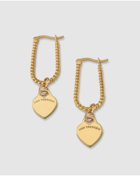Von Treskow - Textured U-shape Earrings with VT Hearts