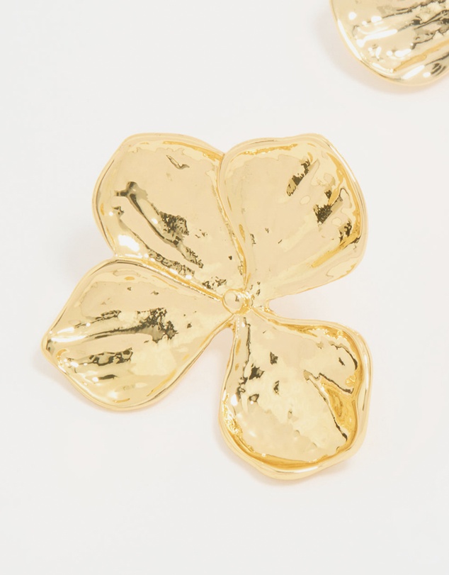 Lovisa - Gold Plated Textured Flower Stud Earrings