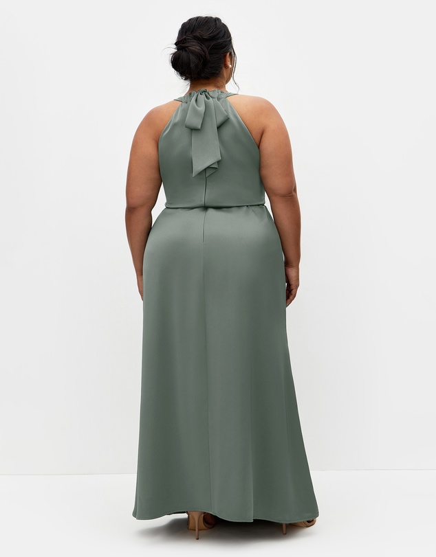 City Chic - Plus size Celina Halter Maxi Dress - sage