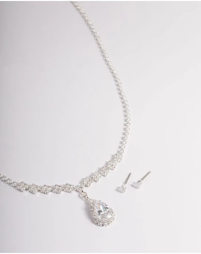 Lovisa - Cubic Zirconia Diamond Pear Stone Necklace Set