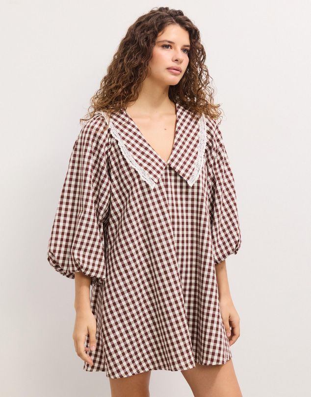 The Fated - Paige Gingham Collared Mini Dress