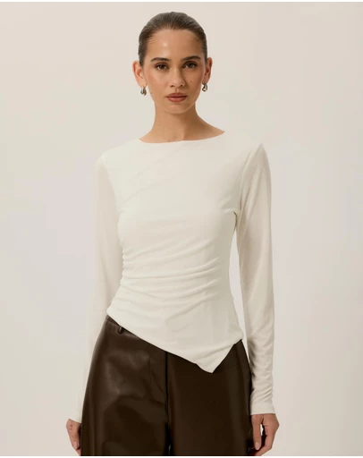 Tussah - Bonnie Asymmetric Ruched Long Sleeve Top