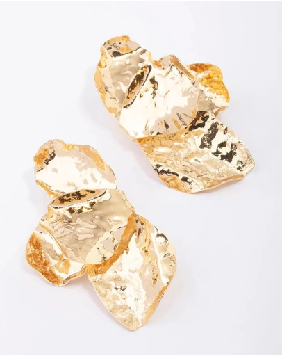 Lovisa - Gold Plated Half Flower Statement Stud Earrings