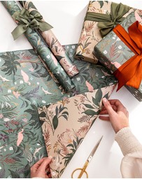 Bespoke Letterpress - Gift Wrap - Flamingos / Herons - Double Sided 6pk