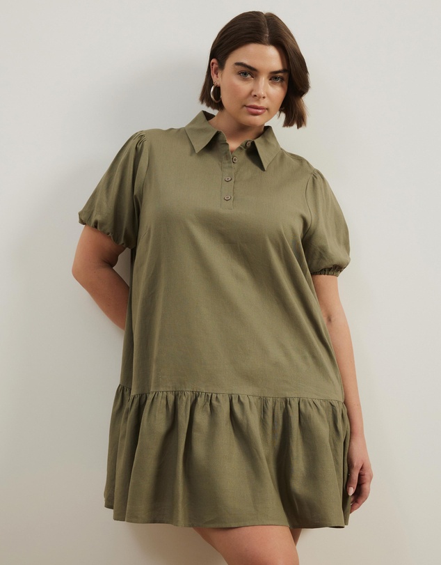 Atmos&Here Curvy - Lola Linen Blend Shirt Dress