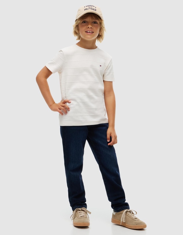 Tommy Hilfiger - Jacquard Stripe Flag Embroidery T-Shirt - Kids