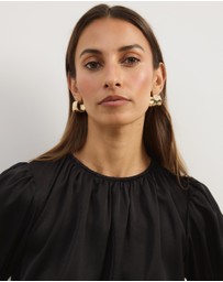 Atmos&Here - Everly Satin Puff Sleeve Blouse