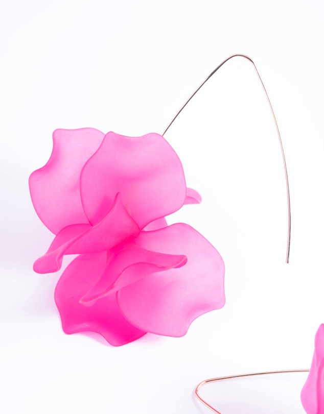 Lovisa - Fuchsia Frosted Flower Drop Earrings