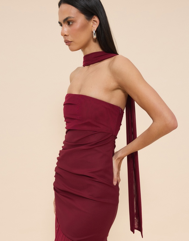 CHANCERY - Bree One Shoulder Self Scarf Maxi Dress
