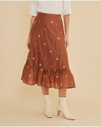 Amelius - Monique Cross Stitch Midi Skirt