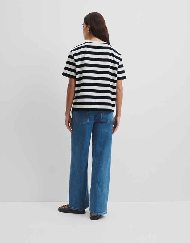 Country Road - Australian Cotton Stripe Cr Logo T-shirt