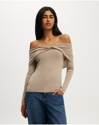Cotton On - Twist Off Shoulder Ls Knit