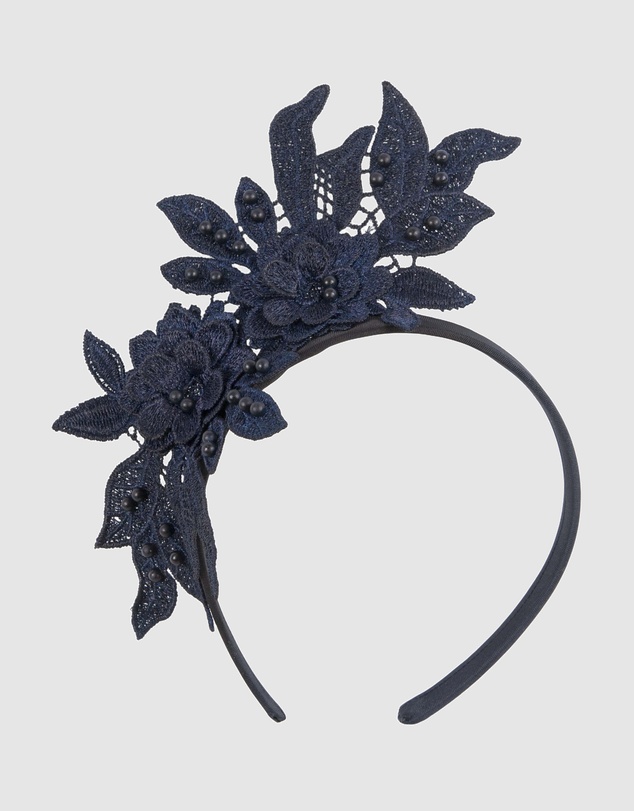 Max Alexander - Lace Crown Navy Headband Fascinator