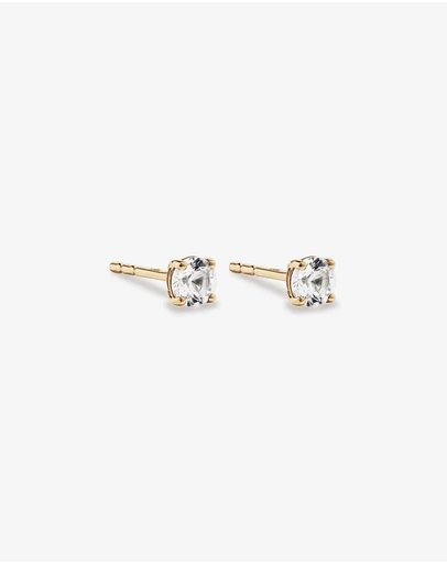 Michael Hill - Round Created White Sapphire Birthstone Stud Earrings in 10kt Yellow Gold