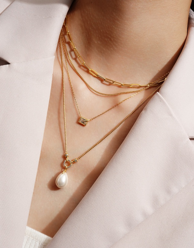 Ania Haie - Gold Sparkling Bezel-Set Cube Necklace