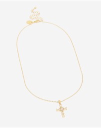 Lovisa - Waterproof Gold Plated Stainless SteeL Cubic Zirconia Statement Cross Necklace