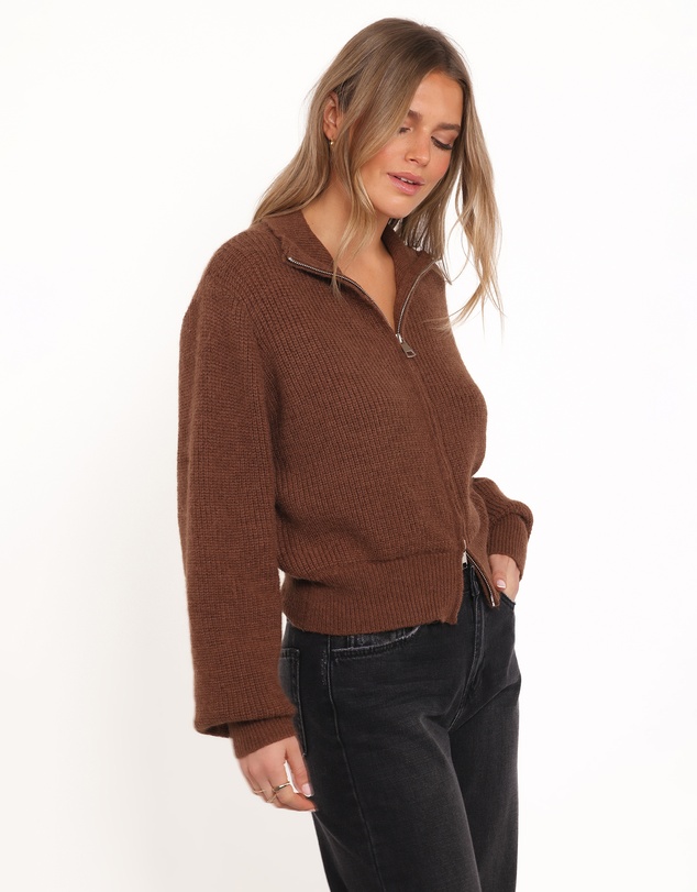 Petal & Pup - Kourtney Zip Cardigan - Brown