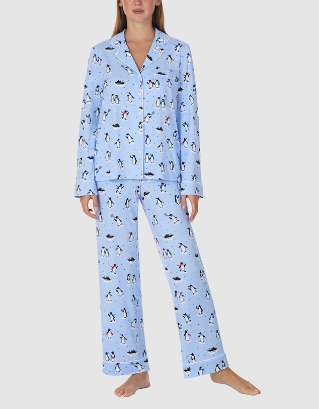Kate Spade - Printed Jersey Button Up Long Sleeve Long Pyjama Set