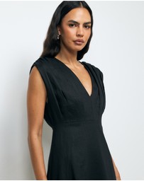 AERE - Rhae V Neck Midi Dress