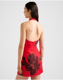 Forever New - Corinna Printed Linen Halter Neck Mini Dress