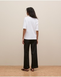 Trenery - Australian Cotton Half Sleeve T-shirt in White