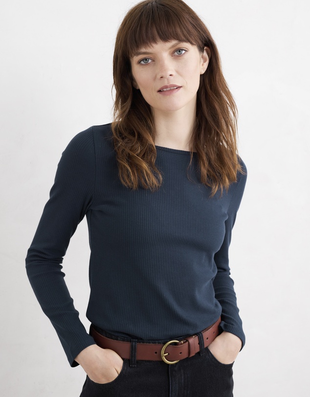 Seasalt - Seasalt Cornwall Navy Gorse Lane Rib Top
