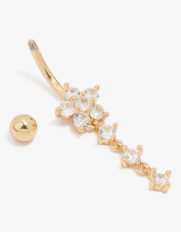 Lovisa - Titanium Cubic Zirconia Butterfly Drop Belly Bar