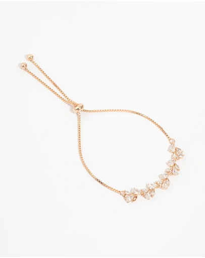 Lovisa - Gold Cubic Zirconia Floral Stretch Bracelet