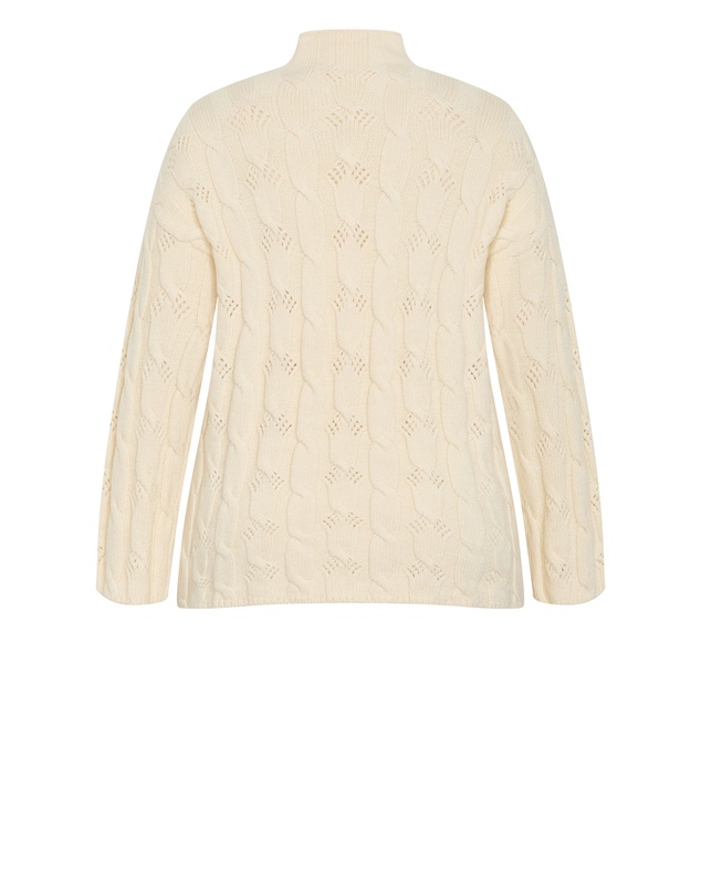 City Chic - Plus size Iris Cable Jumper - cream
