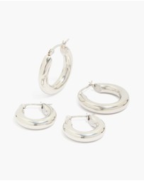 Lovisa - Waterproof Stainless Steel Tube Hoop Earrings 2-Pack