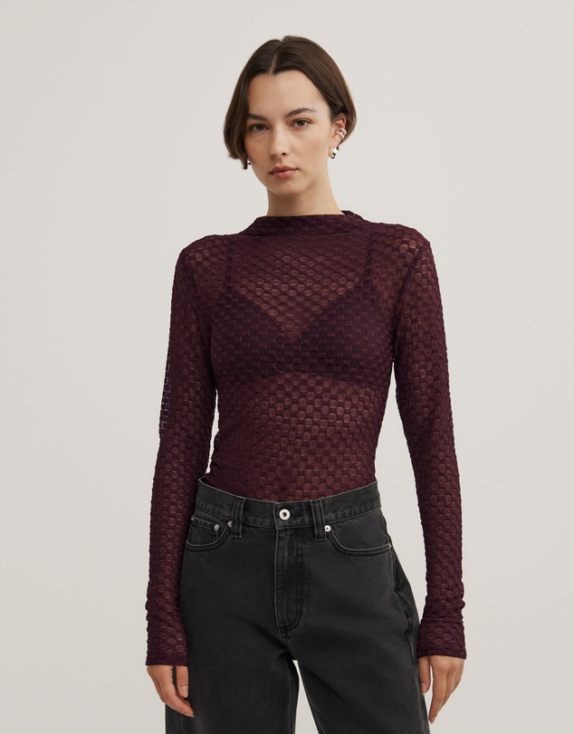 Witchery - Textured Mesh Long Sleeve Top