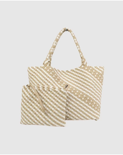 Chuchka - Woven Neoprene Coco Large Tote Beige