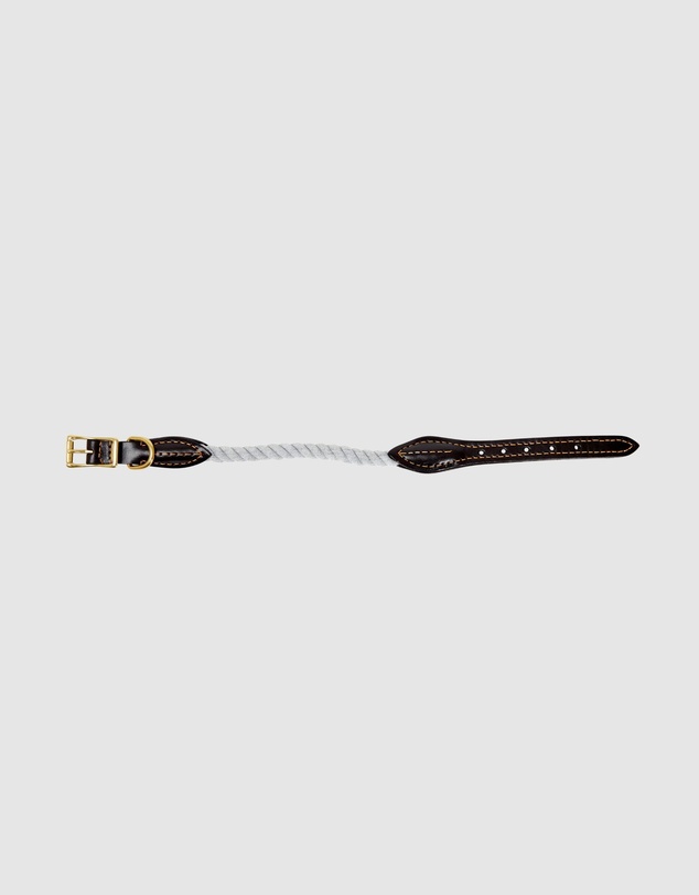 Mog & Bone - Rope & Leather Dog Collar- Grey