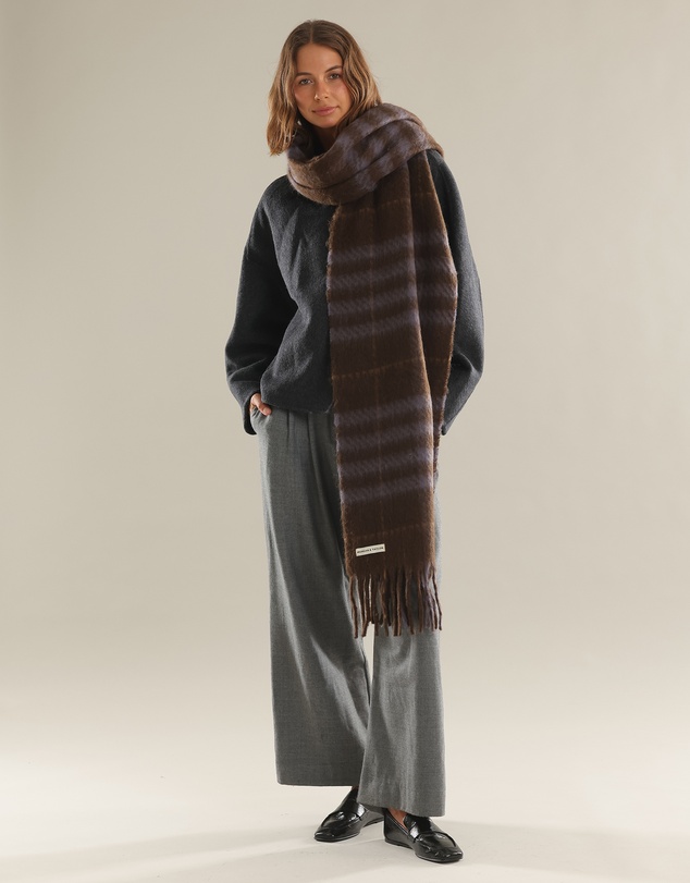 Morgan & Taylor - Hallie Scarf in Chocolate Brown Check