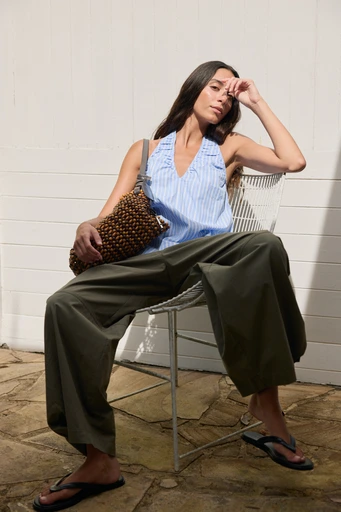 AERE - Mimi Pleated Barrel Leg Pant