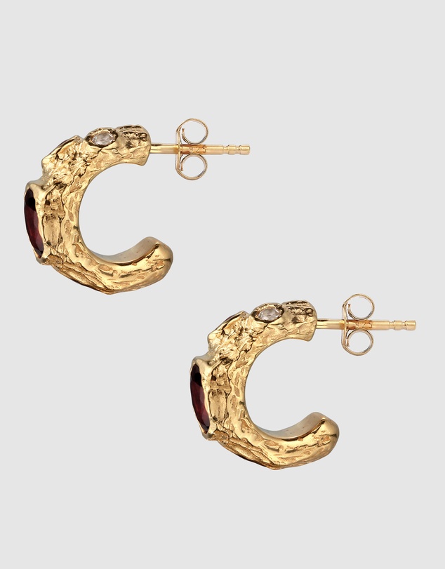 Elli Jewelry - Topaz and Garnet Hoop Earrings in Gold-Plated 925 Silver