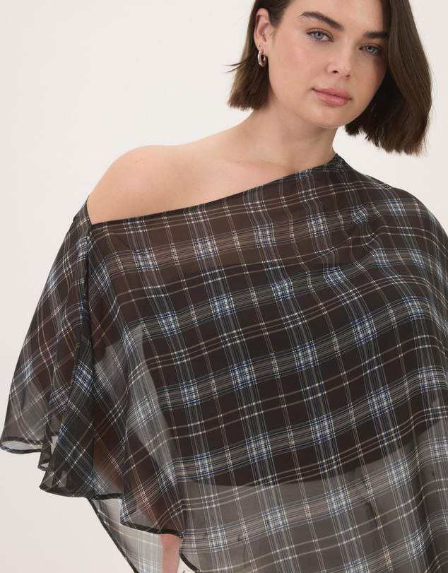 Atmos&Here Curvy - Molly Sheer Chiffon Poncho With Bandeau Top