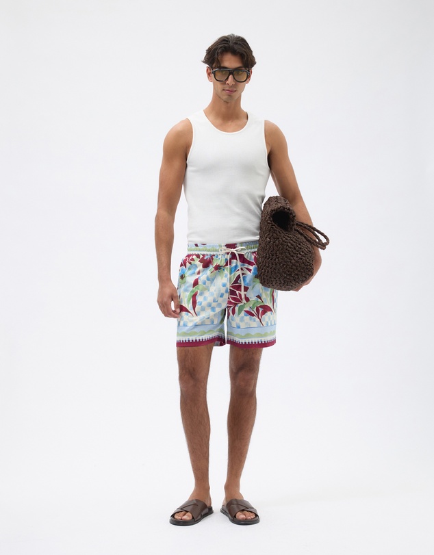 AERE - Resort Printed Linen Blend Shorts