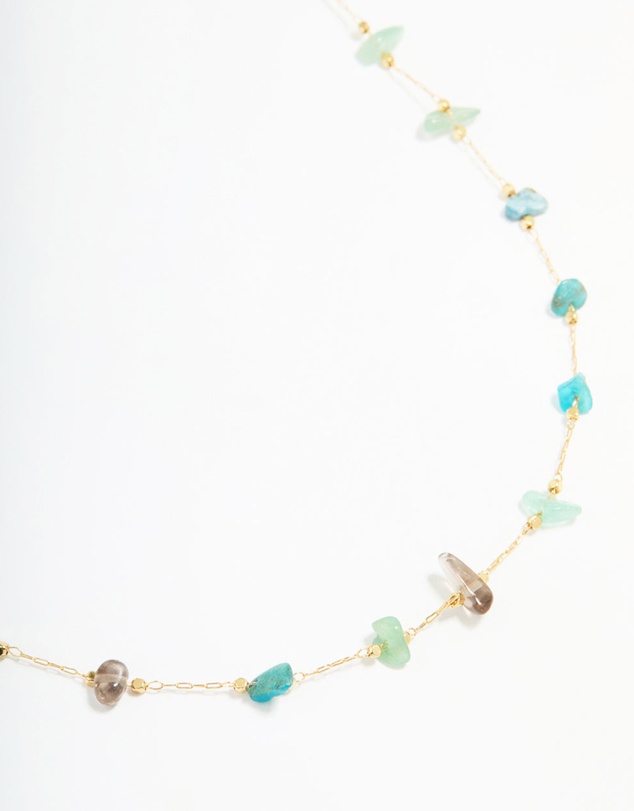 Lovisa - Gold Plated Semi Precious Stones Station Necklace