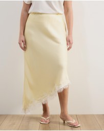 Atmos&Here Curvy - Leoni Asymmetric Lace Satin Skirt