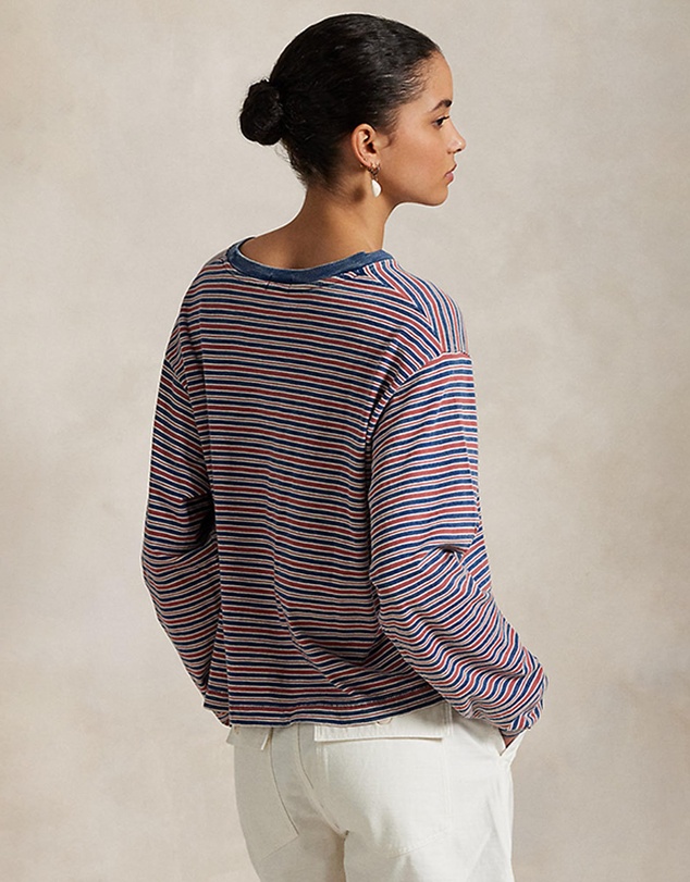 Polo Ralph Lauren - Striped Jersey Cropped Long-Sleeve Tee