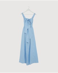 Revibe - Repaired AERE Raina Tie Back Linen Midi Dress - AU 6