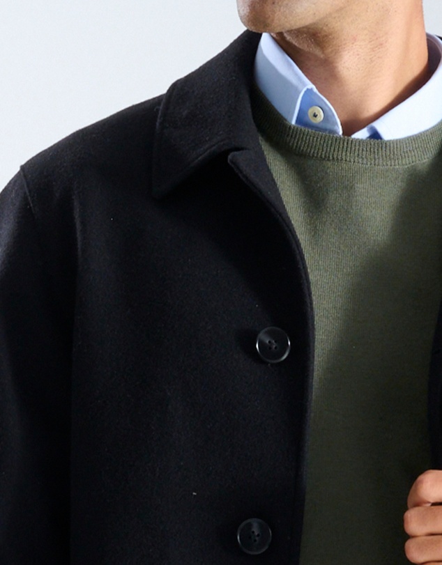 3 Wise Men - 3 Wise Men Crawford Wool Coat - Black