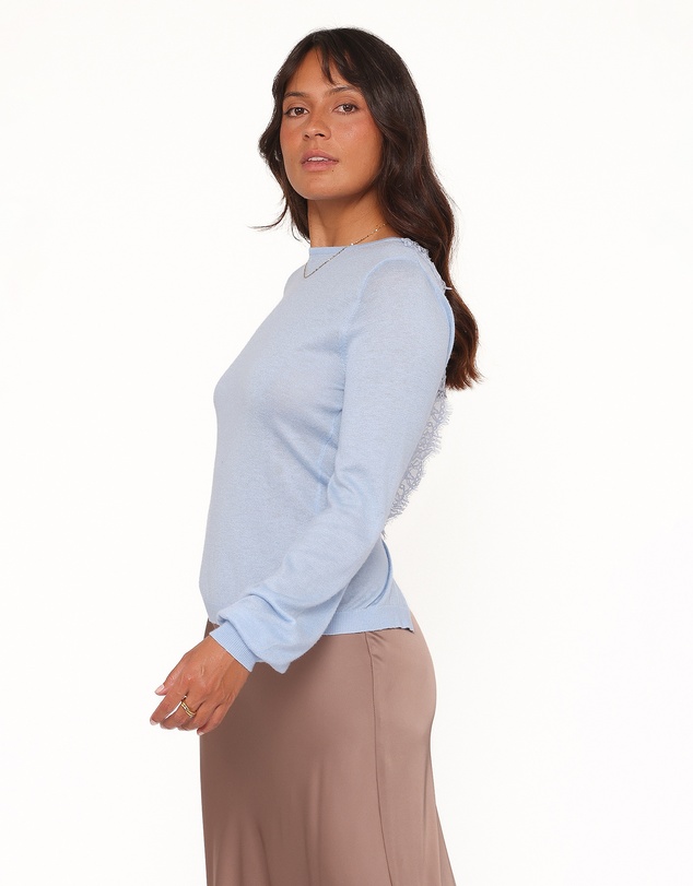 Petal & Pup - Tillie Lace Trim Cardigan - Pale Blue